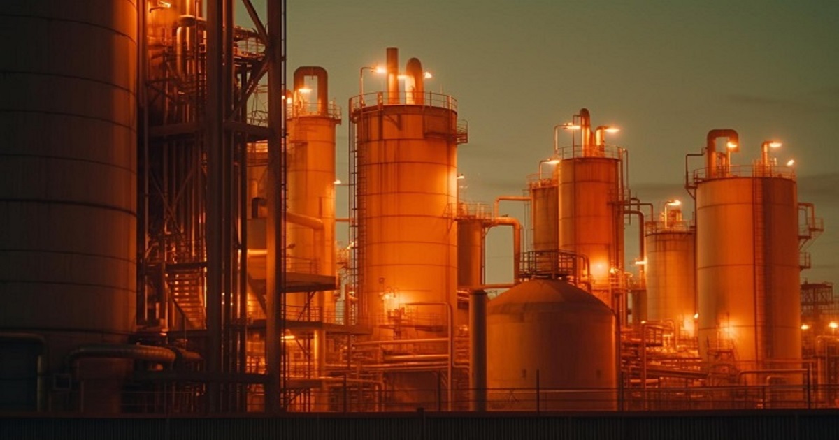 refinery illuminates dusk with fuel storage tanks generated by ai 2